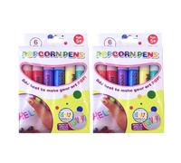 2 Box DIY Bubble Popcorn Drawing Pens, 6 Colors Puffy Paint Pens
