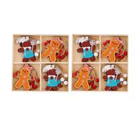 2 Box Elegant Wood Ornament Decorative Cookie Man/Dwarf Pendant With Hanging Rope Handmade Christmas Tree Decoration Christmas Wood Ornament