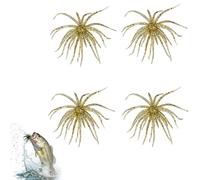 2 Box Lure Bait for Black Pits, Soft Simulation Sea Urchin Bait, Artificial Squirm Fuzzy Dice Fishings Soft Lure Baits Accessories for Bass, Mandarin Fish, Snakehead, Catfish (gold, M)