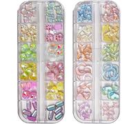 2 Box Star Nails Charm Mix Shape Rhinestones Art Butterflies Crystal Decorations