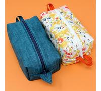 ‘2 Box Zipper Bags’ Sewing Project Kit. Ideal Sewing Gift, Suitable for Intermediates. The Kit Includes Fabrics, Zips, Wadding, Threads & Colour Step by Step Instructions by Overdale Fabrics