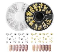 2 Boxes 3D Ocean Nail Charms with Metal Star Starfish Shell in 12 Grid Mixed Sizes for Nail Art Manicure Design DIY Crafts, Gold and Silver