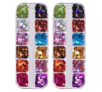 2 Boxes Color Changing Maple Leaf Nail Sequins Two PET for Art | Autumn Leaf Glitter, Manicure Accents for Parties, Beginner and Professional Use, Christmas Trend