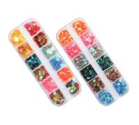 2 Boxes Maple Leaf Nail Sequins, Four Pointed Star Glitter Flakes | Shiny Sequins for Salon Use, Lightweight High Gloss Sparkle, for DIY Crafts and Artificial Tips