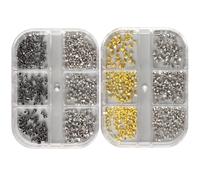 2 Boxes Metal Punk Cone Nail Art Charms Metalic Spike Studs, Gold Silver Black Nail Ornaments for Women Girls Manicure DIY Craft Nail Accessories Decoration Supplies (3 Colors Square)