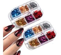 2 Boxes Nail Art Foil Flakes Aluminum Foil Flake,Nail Glitter Holographic Foil Flakes,HOINCO 12 Grid Nail Art Foil Foil Flakes Nail DIY Accessories for Party Festival