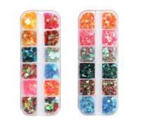 2 Boxes Nail Sequins Maple Leaf Four Pointed Star Glitter | Shiny Sequins, Angle Shift Shimmer, for Artificial Tips, Autumn Themes, Professionals