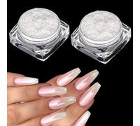 2 Boxes Pearl Chrome Nail Powder - Mirror Effect Holographic Glitter for Glazed Donut Art Design Decoration