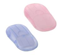 2 Boxes Portable Hand Soap Flakes Disposable Paper Soap Mini Scented Slice Sheets with Storage Box Paper Soap Sheets for Hand Washing Foaming Paper Soap Flakes for Travel Outdoor Hand Washing