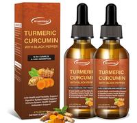 (2 Boxes) Turmeric Curcumin Supplement with Black Pepper and Ginger - Liquid Turmeric Extract Drops (with Cinnamon, Rosemary) - Mobility and Flexibility Support and Digestive Health