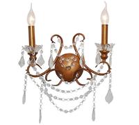 2 Branch Cut Glass Chandelier Wall Light - Antique Gold