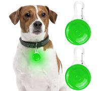 2 Bright Dog Collars, Flashing LED Light Pendant Light, Dog Cat Light with 3 Flashing Modes for Key Ring Cycling, Running, Hiking, Green