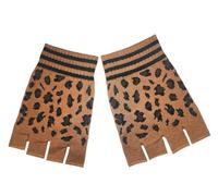 2 Brothers Unlimited Inc Leopard animal print fingerless gloves, Dark Brown, One Size