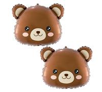2 Brown Bear Head Foil Balloons for Teddy Bear Party, Birthday Decorations