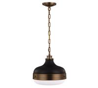 Stylish 2 Bulb Antique Brass And Matte Black Ceiling Pendant Light