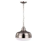 Loops 2 Bulb Ceiling Pendant Light Polished Nickel Finish Brushed Steel LED E27 75W in Metallics Loops Metallics