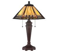 Loops 2 Bulb Table Lamp Tiffany Coloured Glass Metal Base Bronze Patina LED E27 60W in Clear Loops Clear