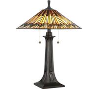 Stunning 2 Bulb Tiffany Style Table Lamp With Valiant Bronze Finish And Led Compatibility