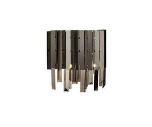 2 Bulbs Chrome Finish Smoked Crystal Drops Shade Living Room Wall Fitting Light