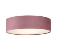 2 Bulbs Pink Velvet Fabric Shade Flush Fitting Ceiling Light with Opal Diffuser