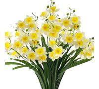 2 Bunches 20 Blooms Artificial Daffodils, 11.81 Inch Yellow Flowers, Spring Flowers Realistic, Daffodil Flower Arrangement for Indoor Outdoor Home Garden Wedding Easter Decor (Pale Yellow)