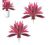 2 Bundles Artificial Plants Outdoor, Fake Artificial Agave Greenery Stems Shrub Bushes UV Resistant Large Faux Plastic Plants for Spring Summer Indoor Outside Garden Home Patio Box Decor (2)