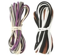 2 Bundles Faux Suede Cord for Jewelry Making Flat Leather Cord 2mm Faux Suede Leather Strings for Beading Necklaces Bracelets Earring DIY Crafts Supplies