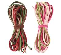 2 Bundles Faux Suede Leather Strings for DIY Crafts Pink Leather Cords Leather Necklace Cord Faux Suede Cord for Jewelry Making Beading Bracelets Necklaces Earring Supplies