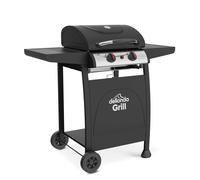 2 Burner Gas BBQ Grill with Piezo Ignition, Built-In Thermometer, Black/Stainless Steel - DG13