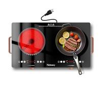 2 Burner Electric Cooktop 24 Inch Electric Stove, Nefaracy 2000W Portable Elecric Stove with Handle, 9 Power Settings, Senor Touch & Knob Control, Safety Lock, Timer, 110-120V Plug in