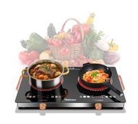 2 Burner Electric Cooktop 24 Inch Electric Stove, Nefaracy 2000W Portable Elecric Stove with Handle, 9 Power Settings, Senor Touch & Knob Control, Safety Lock, Timer, 110-120V Plug in