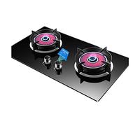 2 Burner Gas Cooktop with Tempered Glass, LPG Switchable, Flame Out Protection & Timed High Fire Wok Burner for Safe, Efficient Cooking