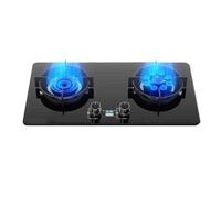 2 Burner Gas Stove,Tempered Glass Cast Copper Pot Support,NG/LPG Gas Convertible Stove,Tabletop/Embedded Household Stove with Flameout Protection(NG)