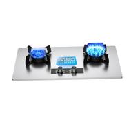 2 Burners Gas Stove - 5.2KW Stainless Steel Double Cooker, 180 Minutes Side Timer, Accidental Flameout Protection Device, Auto Ignition Control(Silver,LPG)
