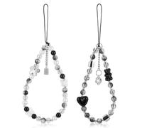 2 Butterfly Beaded Phone Charm Strap, Cute Pearl Bracelet Y2k Phone Lanyard for Most Smartphones