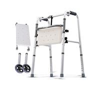 2-Button Folding Walker for Seniors Height Adjustable Aluminum Alloy Walking Frame with 2 Wheels and Bidet for Elderly Disabled Adults The New