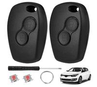2 Buttons Key Fob Cover for Re-nault Traffic Kangoo Dacia Duster Twingo | Key Fob Case for 2012 Re-nault Clio 2014 2015 Master Vivaro Car Remote Case Replacement Car Key Shell Fits, 2 Button No Blade