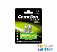 2 Camelion AA Rechargeable Batteries Always Ready HR6 2500mAh 2BL NiMH Green New