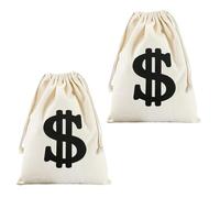 2 Canvas Money Bags - 17x25cm Coin Savings Bags, Wild West Cowboy Clothing Accessories, Carnival Party Easter Gift