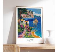 2 Capri Poster Italy Poster Mediterranean Poster Coastal Decor Ocean Poster Capri Travel Print Poster A5 - Wall Art Home Decor Movie Poster Canvas Film Cinema Retro Vintage Cult Classic Nostargic Sag