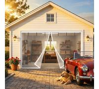 2 Car Garage Door Screen, 8x7,10x8,12x7,10x10,14x10FT Heavy Duty Magnetic Garage Screen Door Mesh, Hands Free Fiberglass Mesh Net with Weighted Bottom, Pet and Kid Friendly