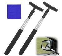 2 Car Mirror Wiper Black, Small Retractable Mirror Wiper, Car Window Squeegee Layered Brush Head, Portable Car Mirror Squeegee for All Vehicles Universal Mirror Accessories Rainy Foggy Weather