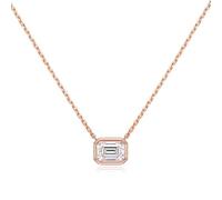 2 Carats Rectangle Moissanite Pendant Necklace 100% Emerald Cut Diamond Necklace For Women