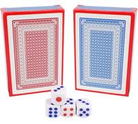 2 Card Decks with 4 Dice - Twin Poker Dice & Cards, LA Vegas Night Games, For Kids & Adults Fun, Traditonal Set of Playing Cards, Standard UK Deck, Travel & Entertainment (2pk Playing Cards - 4 Dice)
