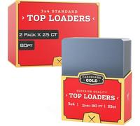 (2) Cardboard Gold - 80pt Top Loaders for Cards - Premium 3x4 Inch Trading Card Toploaders - Protect Your Sports Cards with These Crystal Clear Hard Plastic Sleeves Protectors - 25 Count Packs.
