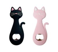 2 Cat Claw Bottle Openers, Silicone Shape, Magnetic Absorption On The Back, Easy and Labor-Saving to Open, Kitchen Supplies (Black, Pink).