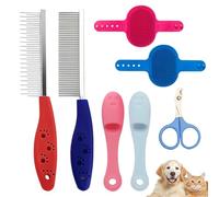 2 Cat Combs + 2 Dog Care Brush Silicone + 2 Finger Toothbrushes for Pets + Nail Clippers for Cats for Bathing Pets, Massage, Beauty, Cleaning, Oral Care etc., Convenient to Use