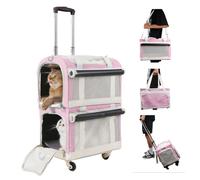 2 Cats Double Pet Stroller with Wheels 3 in 1 for Small Dogs & Puppies Removable Pet Travel Crate Table & Convenient Pet Transport Solut