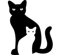 2 Cats Silhouette Animal Kitten Vinyl Decal Sticker for Car/Window/Wall (Black Matt)
