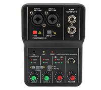 2 Channel Audio Mixer, Small Sound Desk USB 48V DJ Sound Controller Interface USB Sound Card Phantom Power Compact Mixing Console Music Recording Home Karaoke Network Karaoke